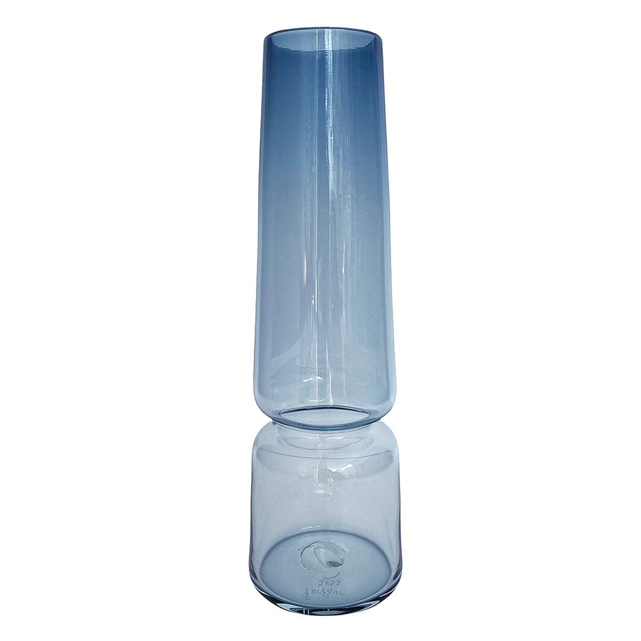 "Groove" Tapered Cylinder XL Vase in steel blue by Furthur Design