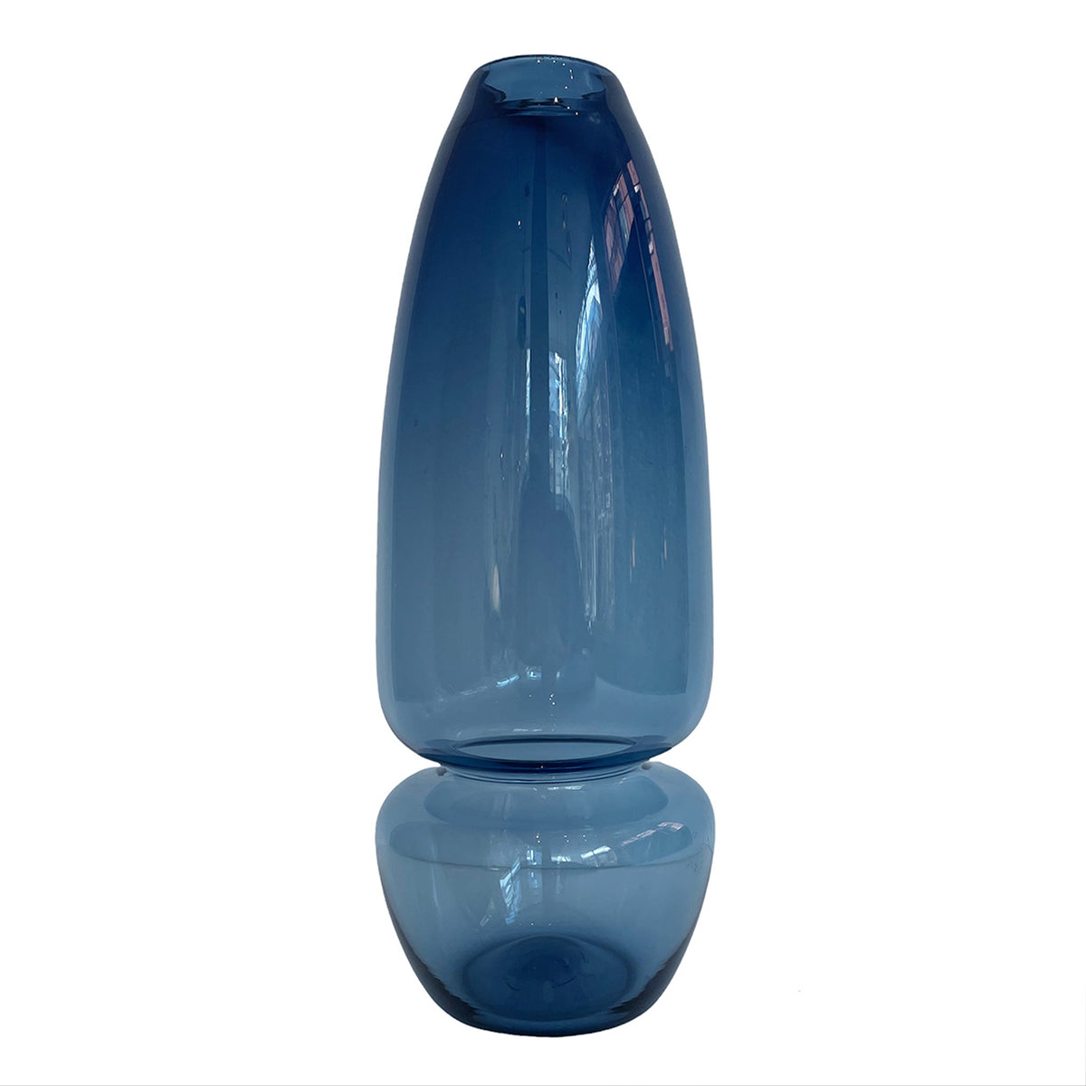 "Groove" Teardrop Large Vase in dark steel blue by Furthur Design
