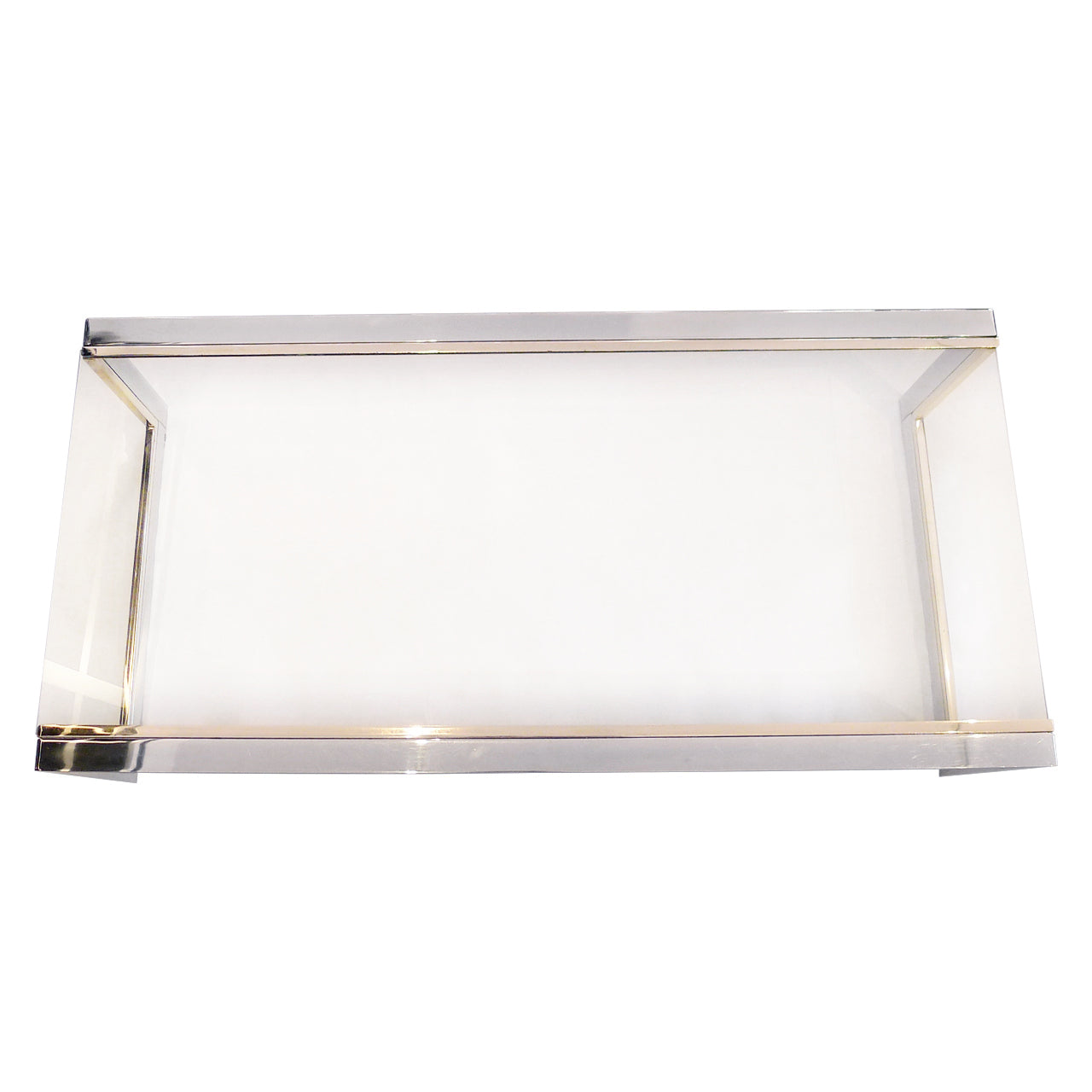French Modernist Glass, Brass & Chrome Coffee Table