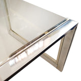 French Modernist Glass, Brass & Chrome Coffee Table