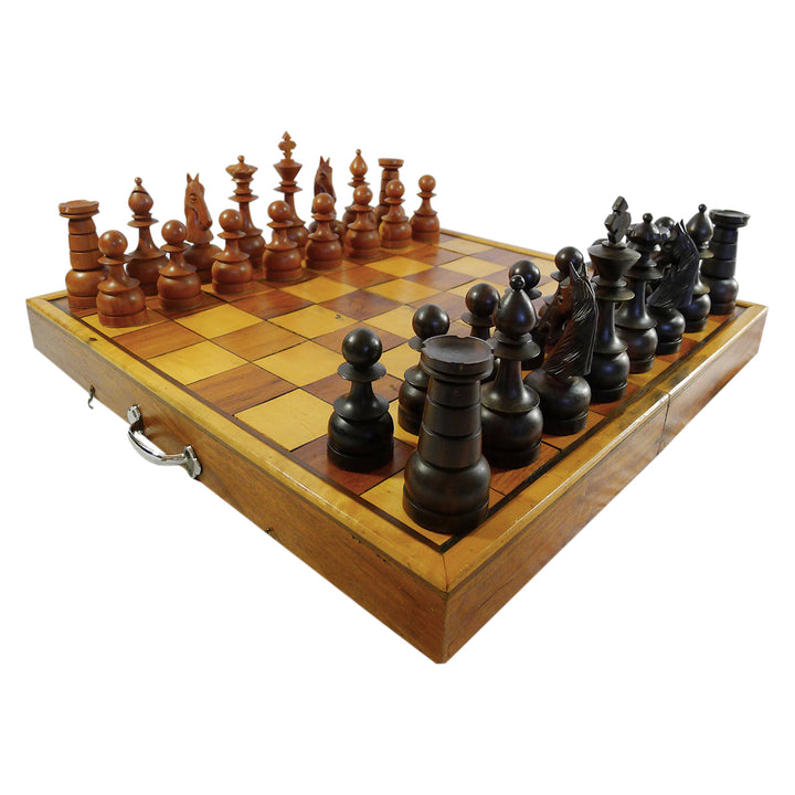 Extra Large Mid-Century Wood Chess Set