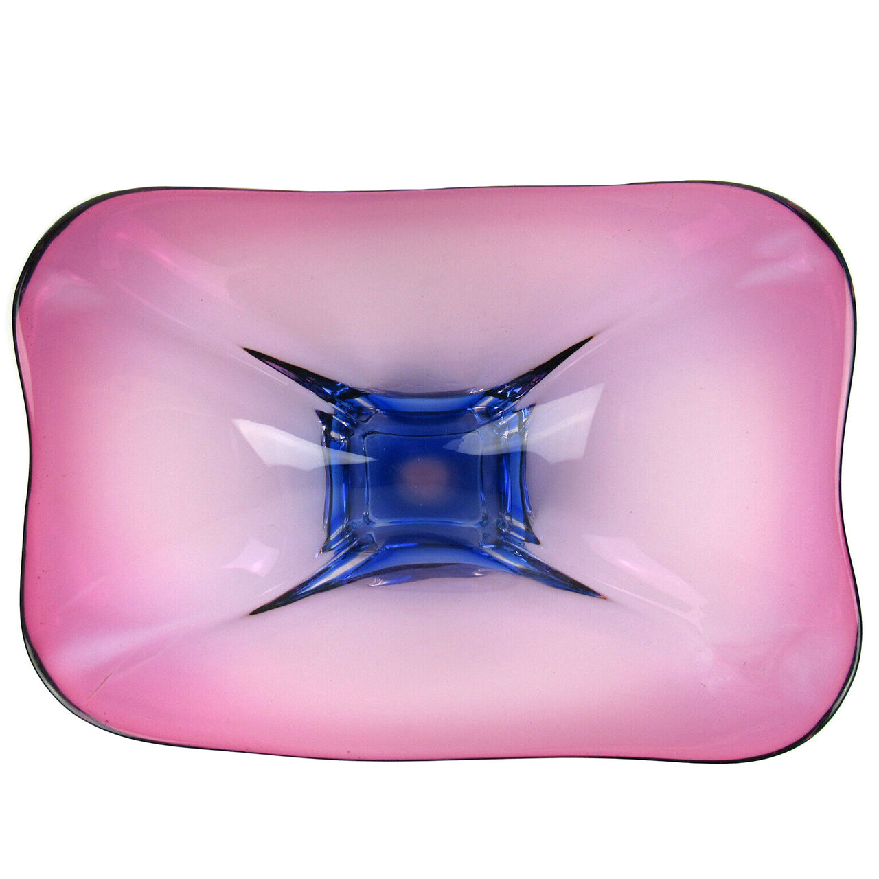 Large Oblong Sommerso Murano Glass Bowl
