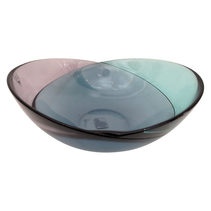 Teal & Mauve Overlapping Bowl by Orrefors