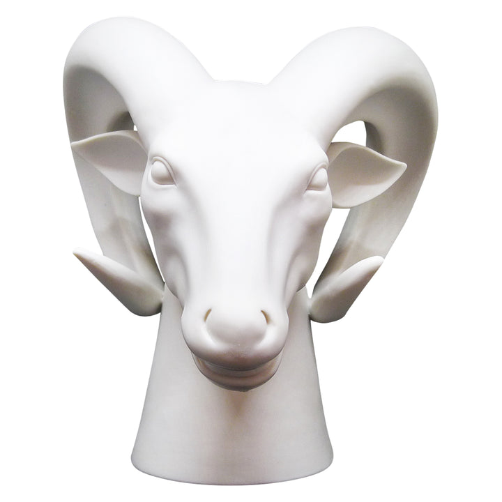 White Bisque Porcelain Ram Head