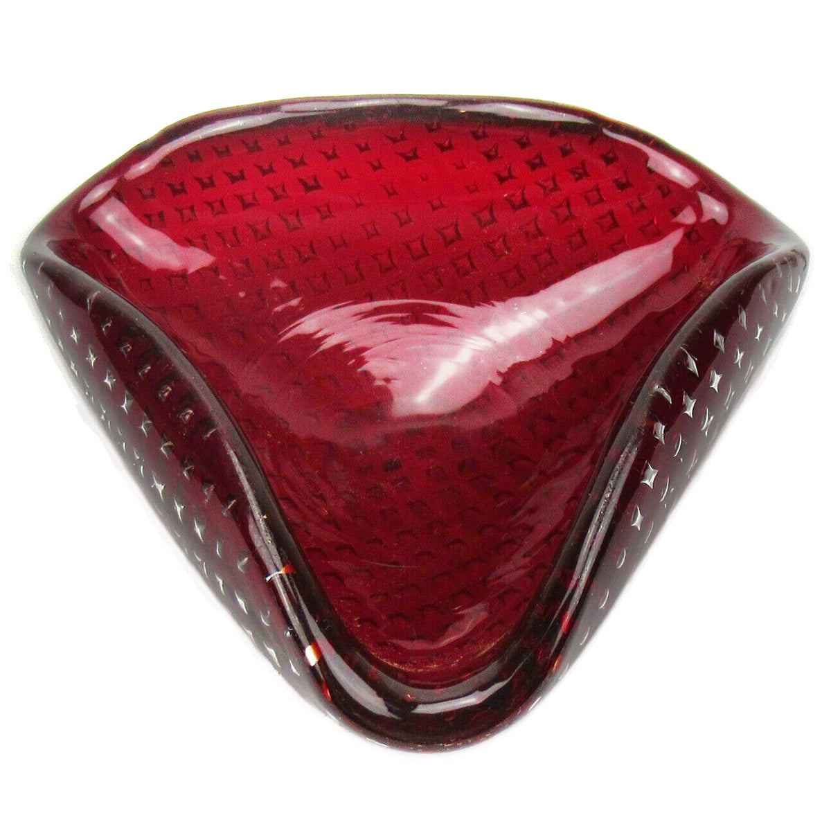 Burgundy Modernist Murano Glass Bowl by Carlo Scarpa