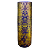 Modernist Round Vase with Cobalt Blue & Gold Brutalist Design