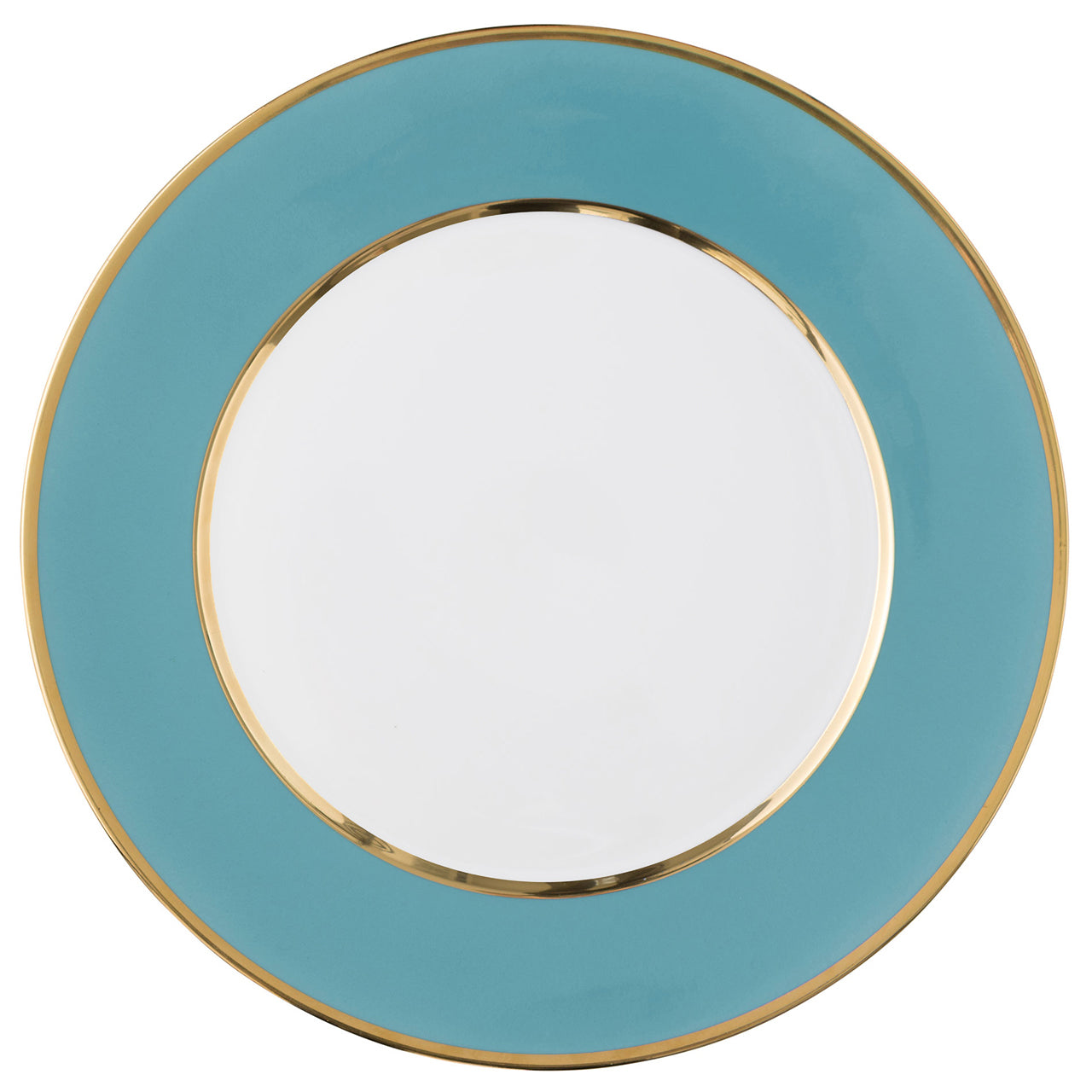 "Schubert" Charger in Light Green & Narrow Gold Rim